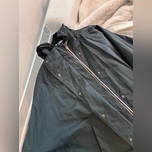 Zara Women Navy Hooded Jacket with cropped sleeves